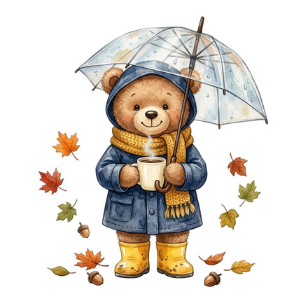 autumn bear fabric panel