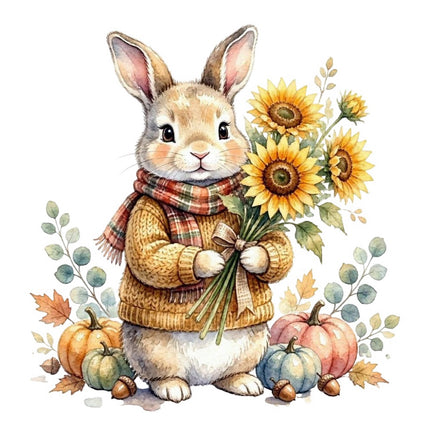 autumn rabbit fabric panel