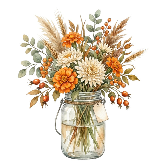 autumn flowers fabric panel