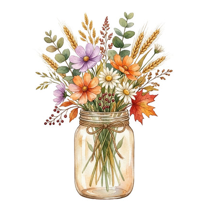 autumn flowers fabric panel
