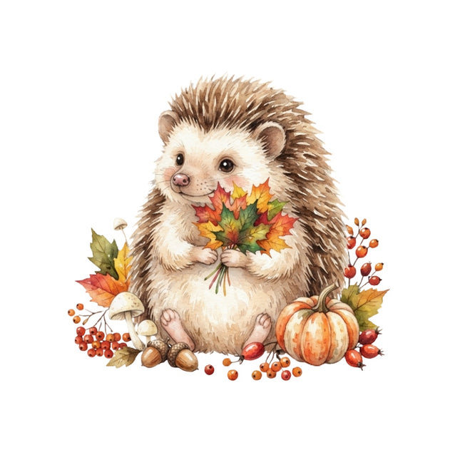 autumn hedgehog fabric panel