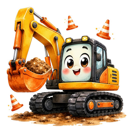 kawaii excavator fabric panel