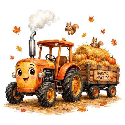kawaii tractor fabric panel