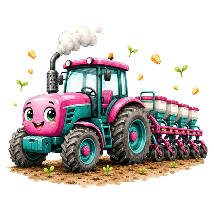 kawaii tractor fabric panel