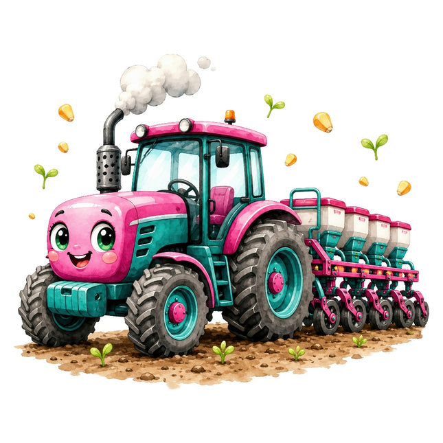 kawaii tractor fabric panel
