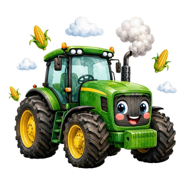 kawaii tractor fabric panel