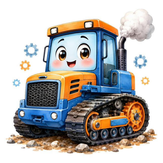 kawaii bulldozer quilt square