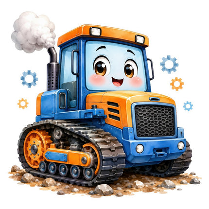 kawaii bulldozer fabric panel