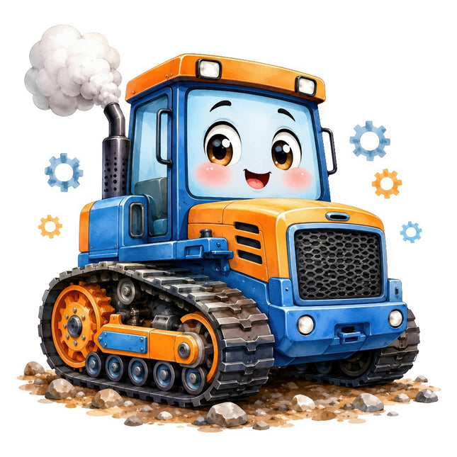 kawaii bulldozer fabric panel