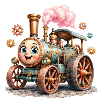 kawaii steampunk train quilt square