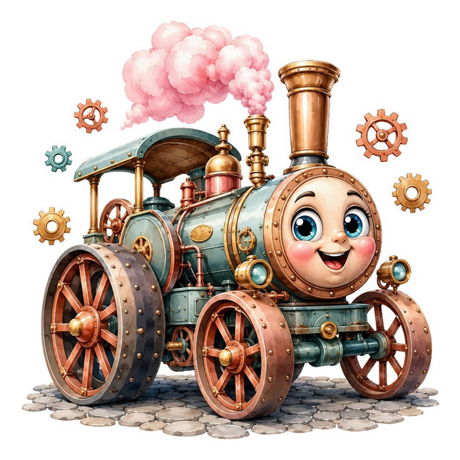 kawaii train fabric panel