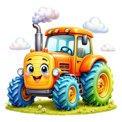 kawaii tractor quilt square