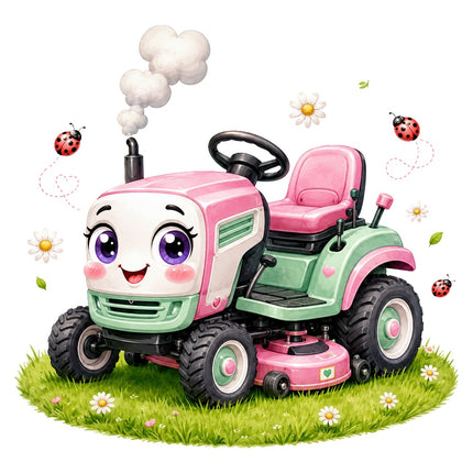 kawaii tractor quilt square