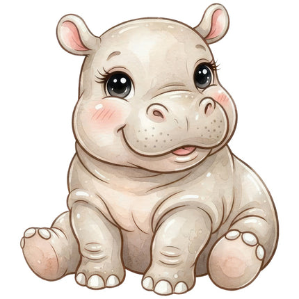 kawaii rhino fabric panel