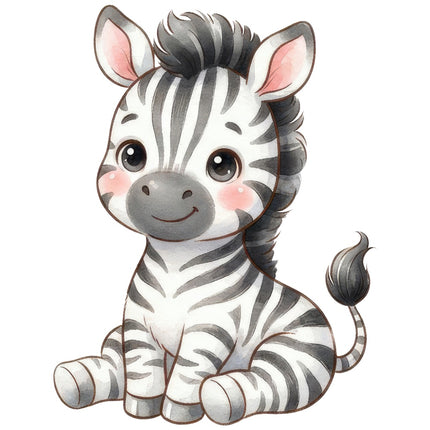 kawaii zebra fabric panel