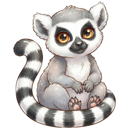 kawaii lemur fabric panel