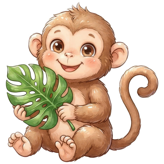 kawaii monkey fabric panel