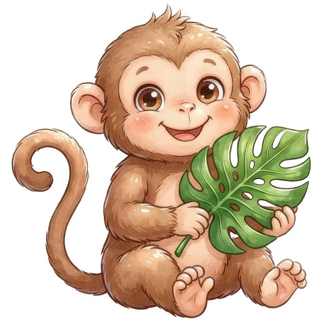 kawaii monkey fabric panel