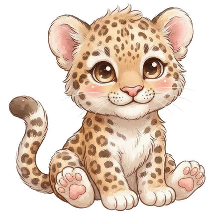 Baby Leopard Cub 100% Cotton Fabric Panel Block FLIP-ARS554