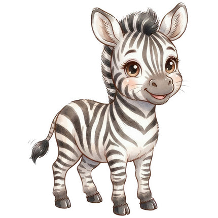 kawaii zebra fabric panel