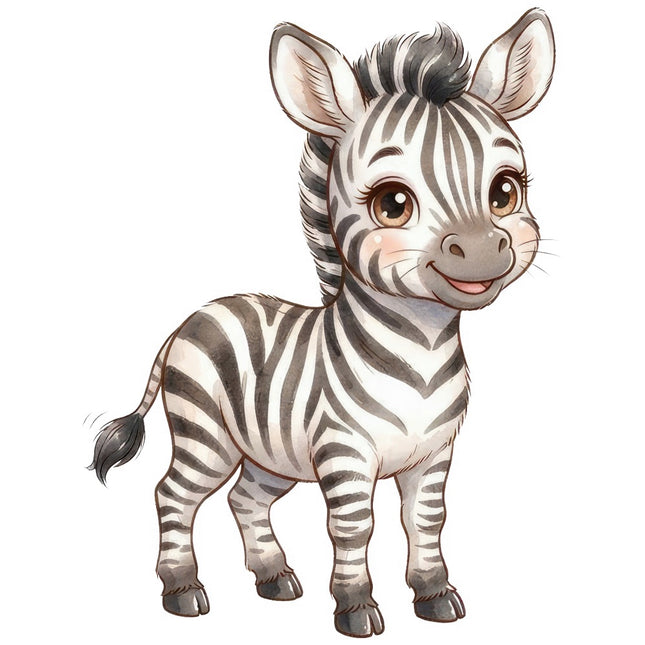 kawaii zebra fabric panel
