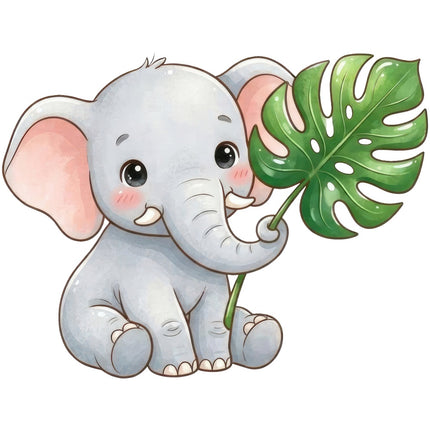 kawaii elephant fabric panel