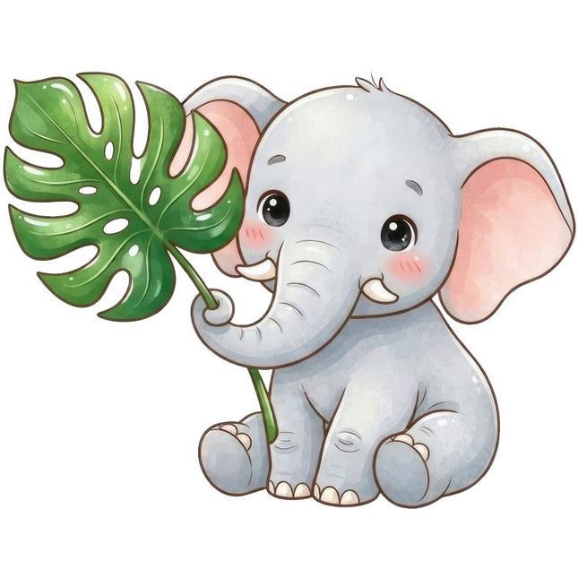kawaii elephant fabric panel