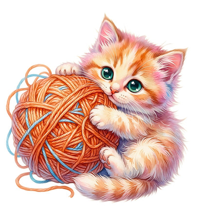 kitten with yard fabric panel