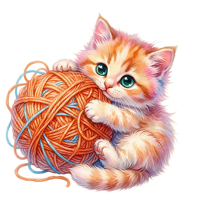 kitten with yard fabric panel