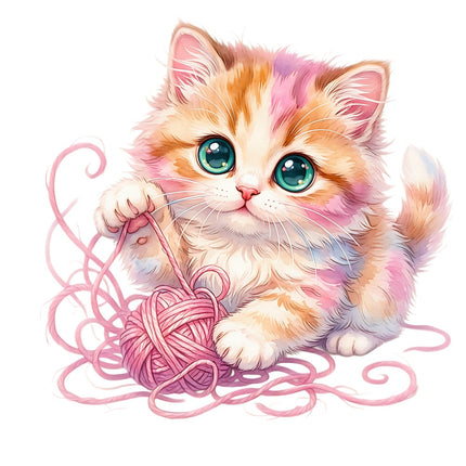 kitten with yard fabric panel