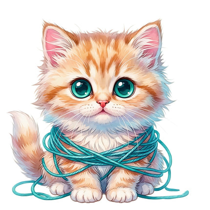 kitten with yard fabric panel