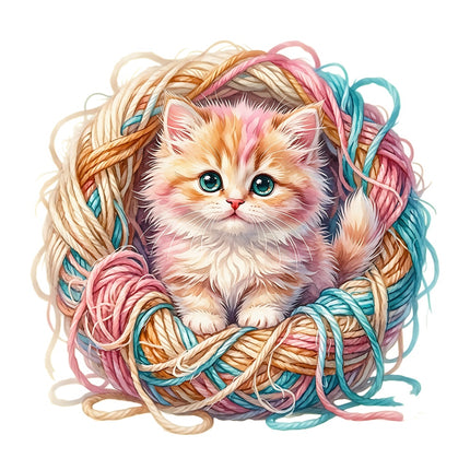kitten with yard fabric panel
