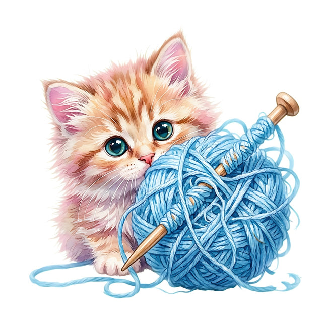 kitten with yard fabric panel