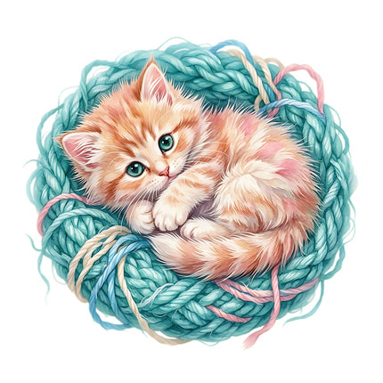 kitten with yard fabric panel