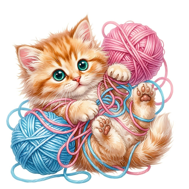 kitten with yard fabric panel