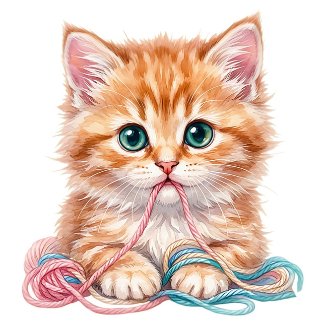 kitten with yard fabric panel