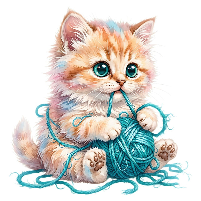 kitten with yard fabric panel