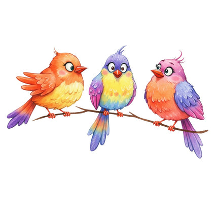 colorful birds fabric panel