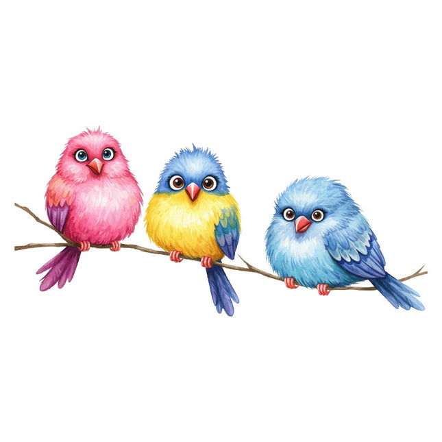 colorful birds fabric panel