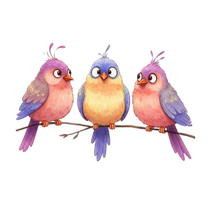 colorful birds fabric panel