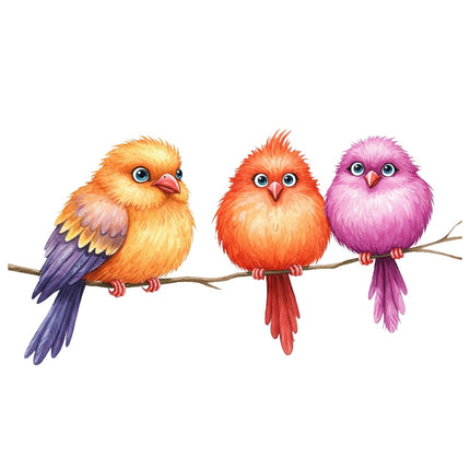 colorful birds fabric panel