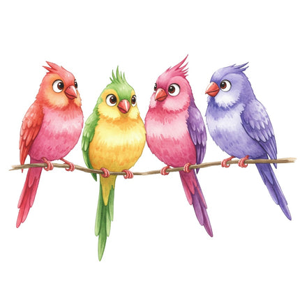 colorful birds quilt square