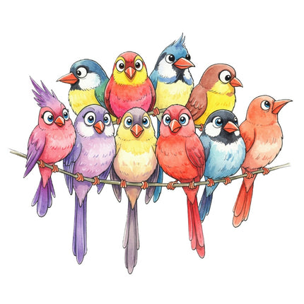 colorful birds fabric panel