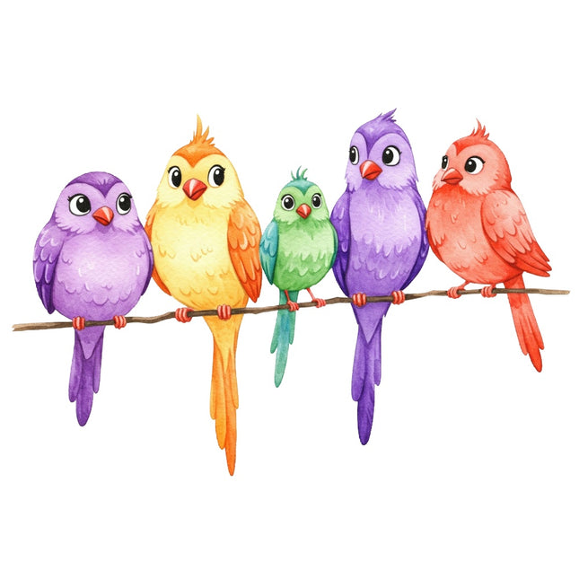 colorful birds fabric panel
