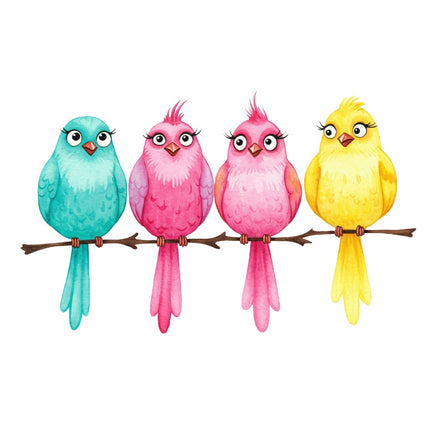 colorful birds fabric panel