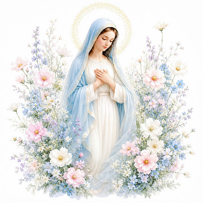 Virgin Mary 100% Cotton Fabric Panel Block Quilt Square FLIP-ARS705