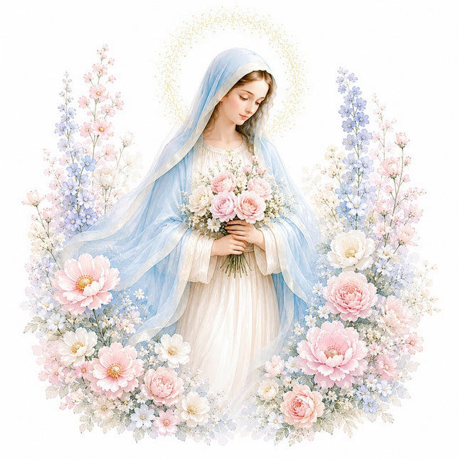 Virgin Mary 100% Cotton Fabric Panel Block Quilt Square FLIP-ARS709