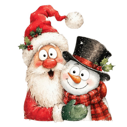 santa and snowman fabric panel