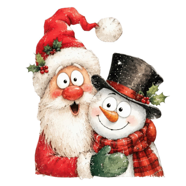 santa and snowman fabric panel