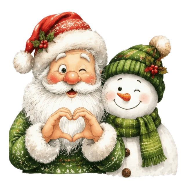 happy santa and snowman fabric panel